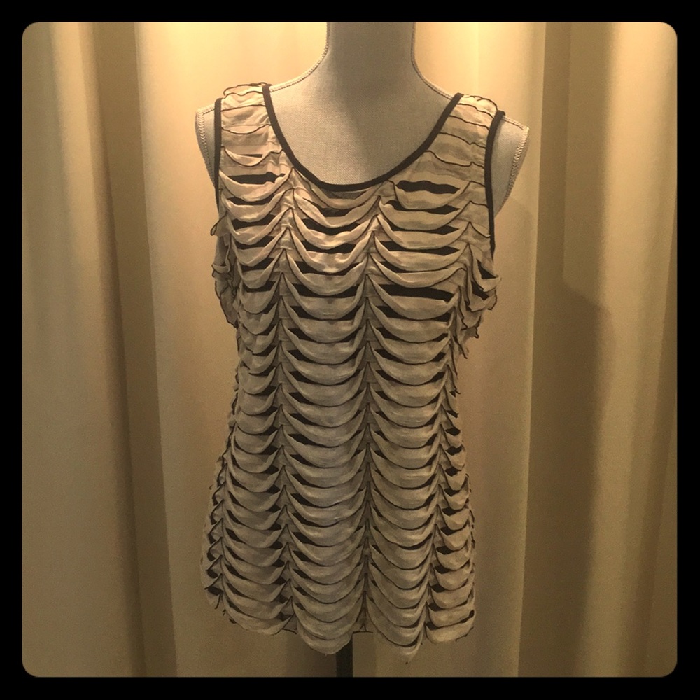 Cream and Black TankTop Blouse